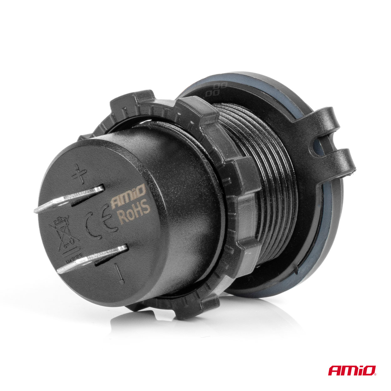 Εικόνα 2 από 5 — Amio – ΠΡΙΖΑ ΜΕ 2 ΘΥΡΕΣ USB-C ΚΑΙ ΚΑΠΑΚΙ 12/24V ΑΔΙΑΒΡΟΧΗ ΜΕ ΚΟΚΚΙΝΟ LED ΦΩΣ ΜΑΥΡΗ – 1 τεμ. (04223/AM)