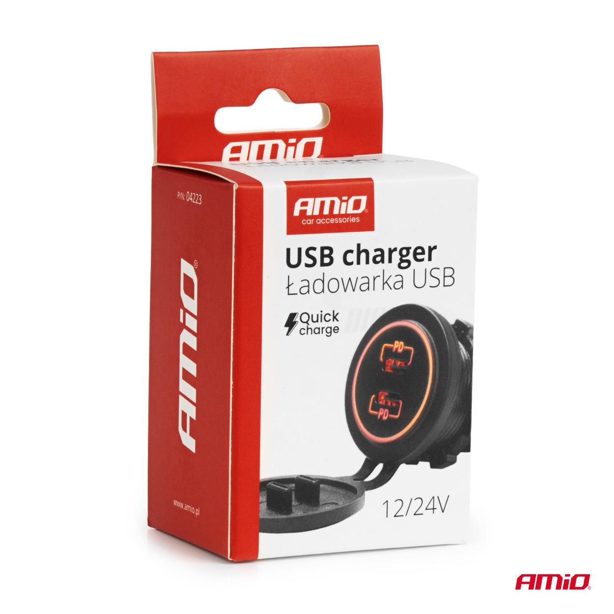 Εικόνα 5 από 5 — Amio – ΠΡΙΖΑ ΜΕ 2 ΘΥΡΕΣ USB-C ΚΑΙ ΚΑΠΑΚΙ 12/24V ΑΔΙΑΒΡΟΧΗ ΜΕ ΚΟΚΚΙΝΟ LED ΦΩΣ ΜΑΥΡΗ – 1 τεμ. (04223/AM)