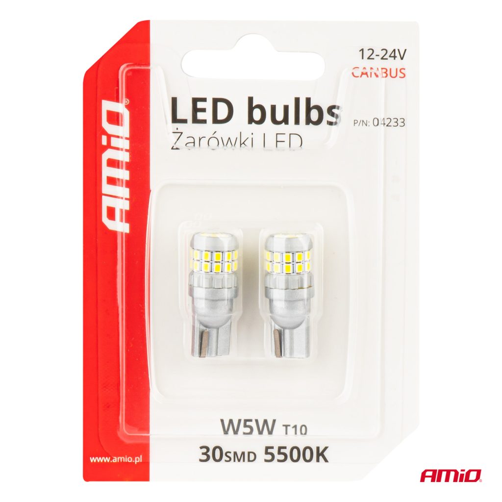 Εικόνα 5 από 5 — Amio – ΛΑΜΠΑΚΙΑ T10 W5W 12V/24V LED CAN-BUS 30xSMD 2016 ΛΕΥΚΟ 5500K – 2 ΤΕΜ. (04233/AM)