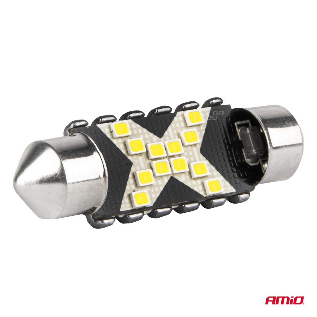 Εικόνα 4 από 5 — Amio – ΛΑΜΠΑΚΙΑ ΠΛΑΦΟΝΙΕΡΑΣ 39mm 12/24V C5W 5500K 12xSMD 2016 CAN-BUS FESTOON (ΛΕΥΚΟ) – 2 ΤΕΜ. (04237/AM)
