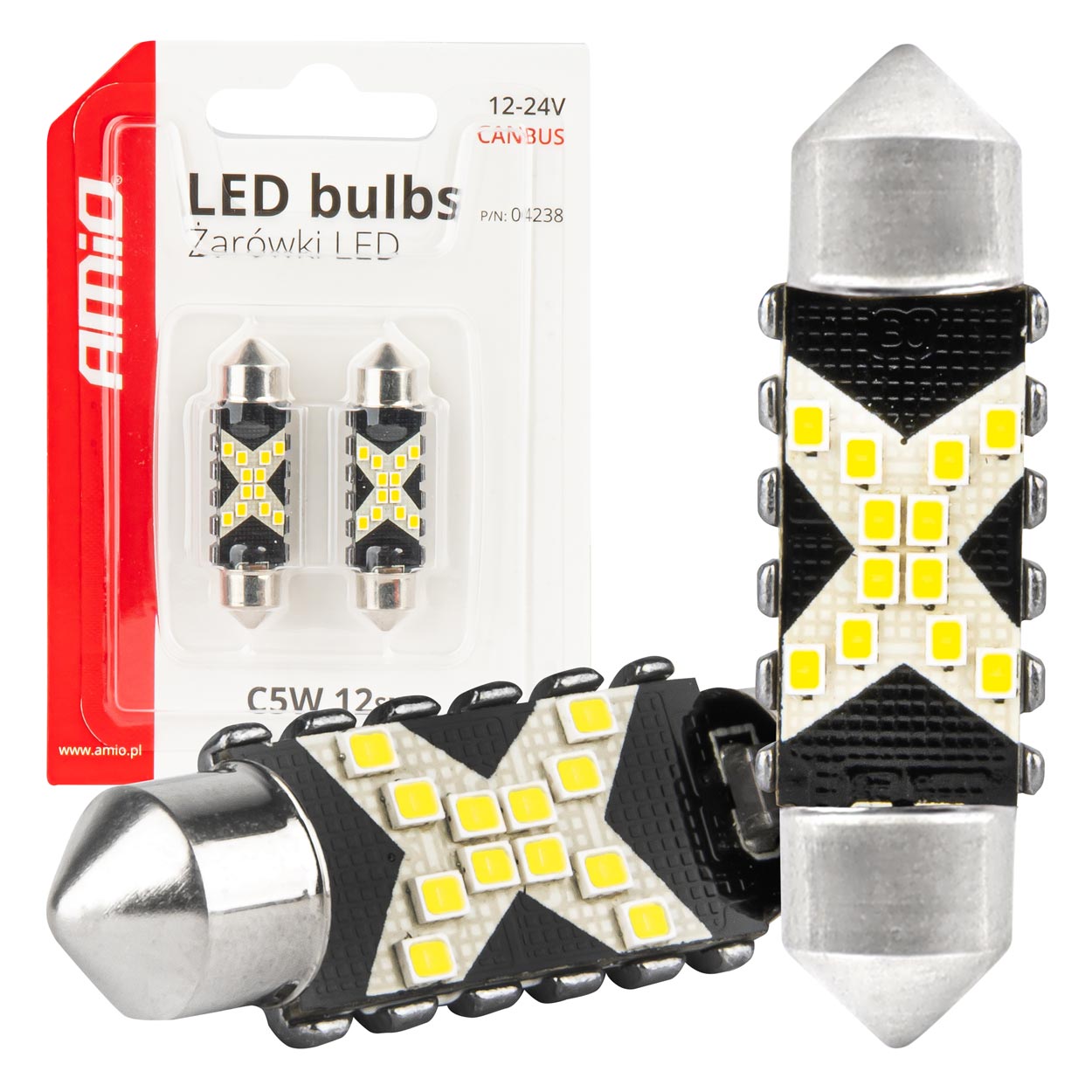 Εικόνα 1 από 5 — Amio – ΛΑΜΠΑΚΙΑ ΠΛΑΦΟΝΙΕΡΑΣ 41mm 12/24V C5W 5500K 12xSMD 2016 CAN-BUS FESTOON (ΛΕΥΚΟ) – 2 ΤΕΜ. (04238/AM)