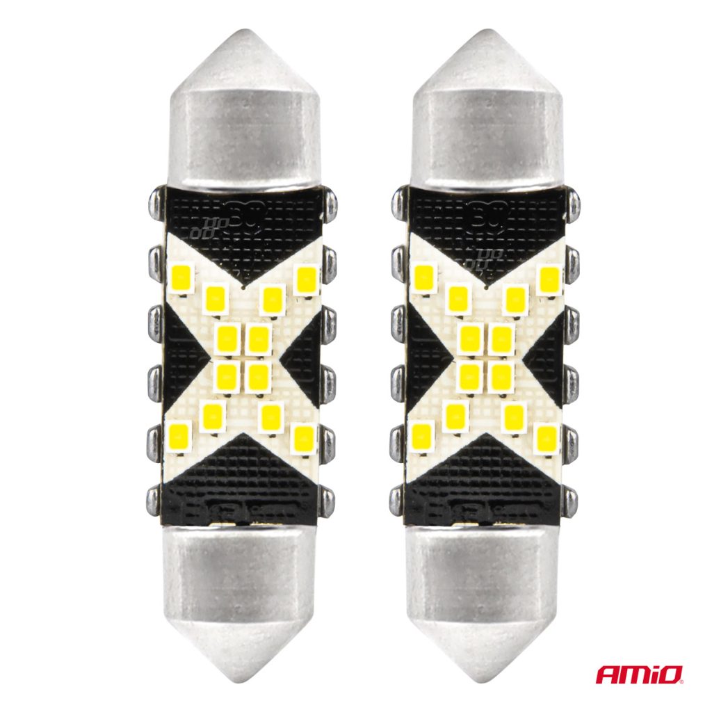 Εικόνα 2 από 5 — Amio – ΛΑΜΠΑΚΙΑ ΠΛΑΦΟΝΙΕΡΑΣ 41mm 12/24V C5W 5500K 12xSMD 2016 CAN-BUS FESTOON (ΛΕΥΚΟ) – 2 ΤΕΜ. (04238/AM)