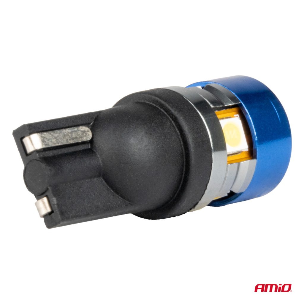Εικόνα 3 από 4 — Amio – Λάμπες LED T10 W5W τάση λειτουργίας 12/24V με 5xSMD 3030 Can-bus λευκό φως 5.500K (σε χρώμα μπλε-μαύρο) για Επιβατικά Αυτοκίνητα και Φορτηγά – 2 τεμ. (04240/AM)