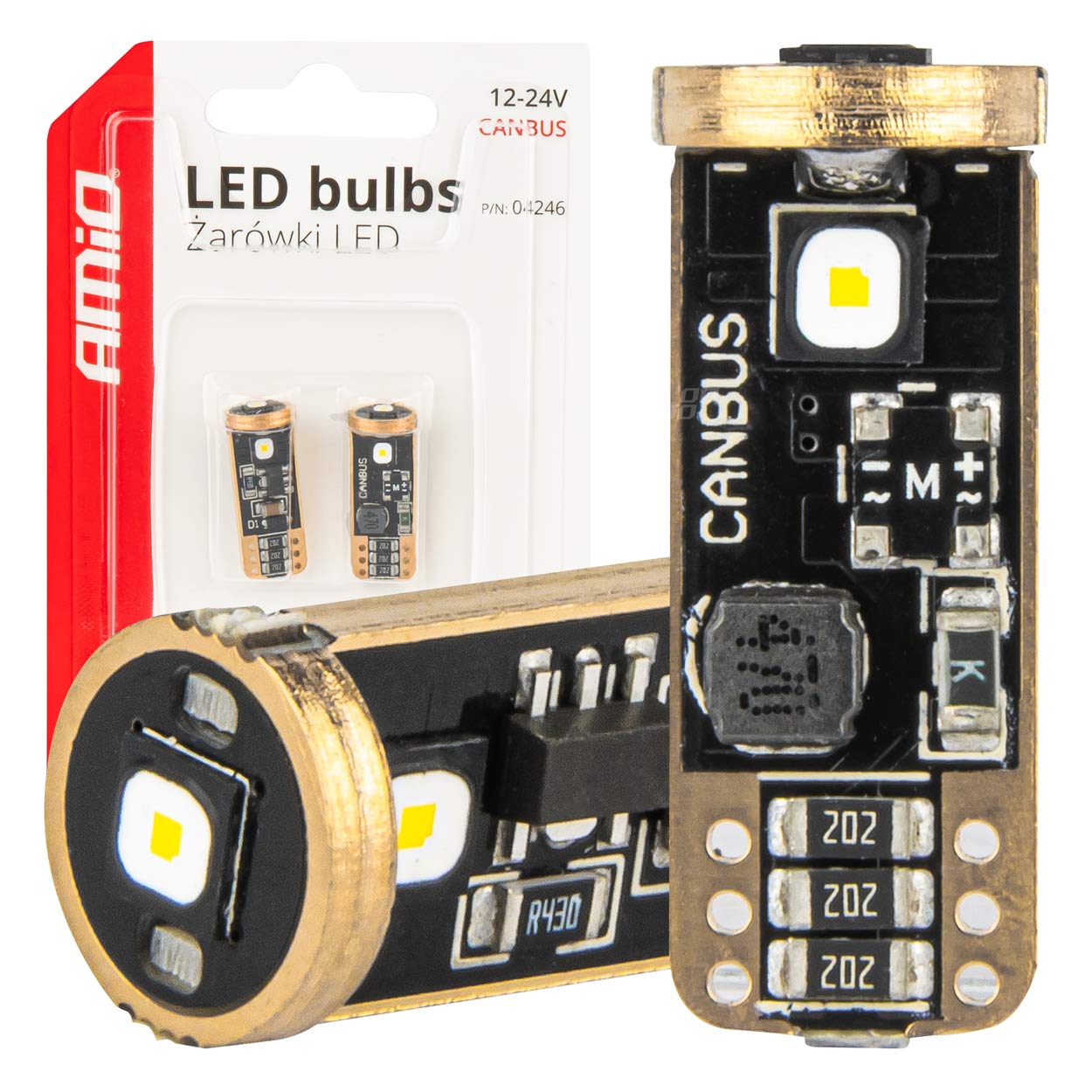Εικόνα 1 από 5 — Amio – ΛΑΜΠΑΚΙΑ T10 W5W 12V/24V LED CAN-BUS 3xSMD 3838 ΛΕΥΚΟ 5500K – 2 ΤΕΜ. (04246/AM)