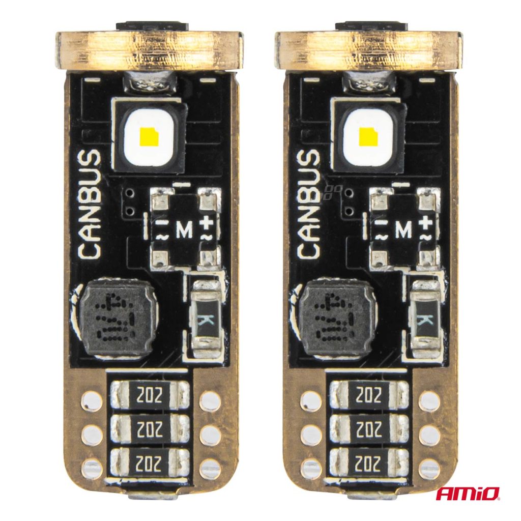 Εικόνα 2 από 5 — Amio – ΛΑΜΠΑΚΙΑ T10 W5W 12V/24V LED CAN-BUS 3xSMD 3838 ΛΕΥΚΟ 5500K – 2 ΤΕΜ. (04246/AM)