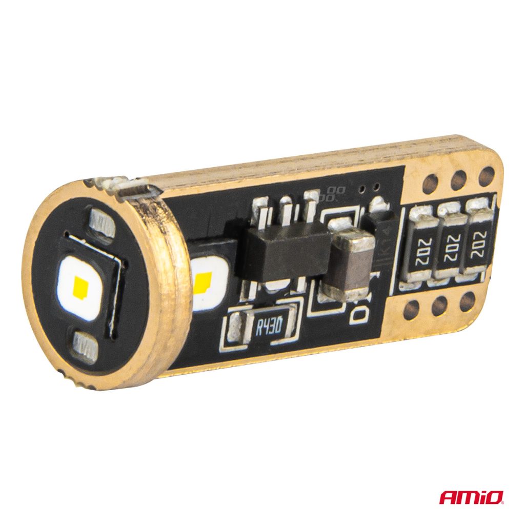 Εικόνα 4 από 5 — Amio – ΛΑΜΠΑΚΙΑ T10 W5W 12V/24V LED CAN-BUS 3xSMD 3838 ΛΕΥΚΟ 5500K – 2 ΤΕΜ. (04246/AM)