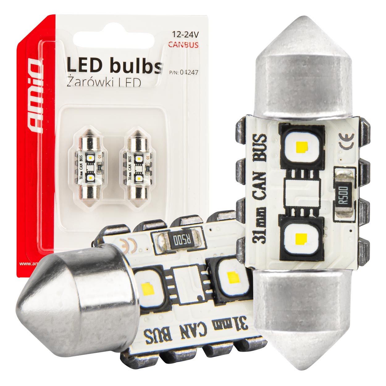 Εικόνα 1 από 5 — Amio – ΛΑΜΠΑΚΙΑ ΠΛΑΦΟΝΙΕΡΑΣ 31mm 12/24V C5W 5500K 12xSMD 3838 CAN-BUS FESTOON (ΛΕΥΚΟ) – 2 ΤΕΜ. (04247/AM)