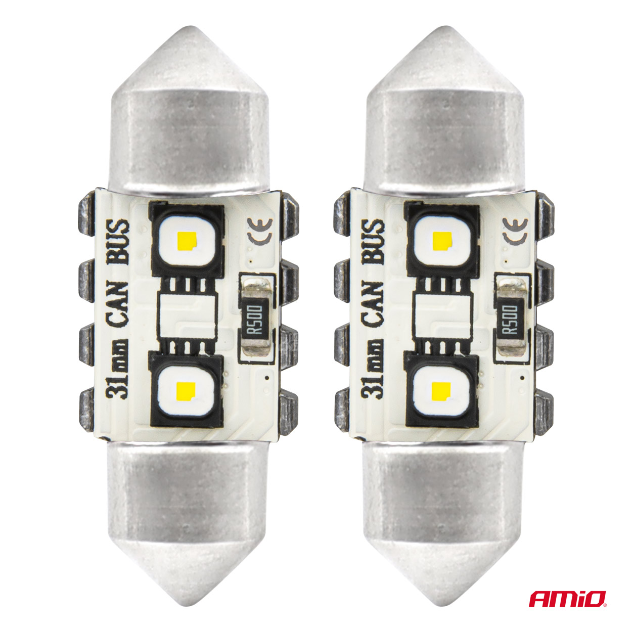 Εικόνα 2 από 5 — Amio – ΛΑΜΠΑΚΙΑ ΠΛΑΦΟΝΙΕΡΑΣ 31mm 12/24V C5W 5500K 12xSMD 3838 CAN-BUS FESTOON (ΛΕΥΚΟ) – 2 ΤΕΜ. (04247/AM)