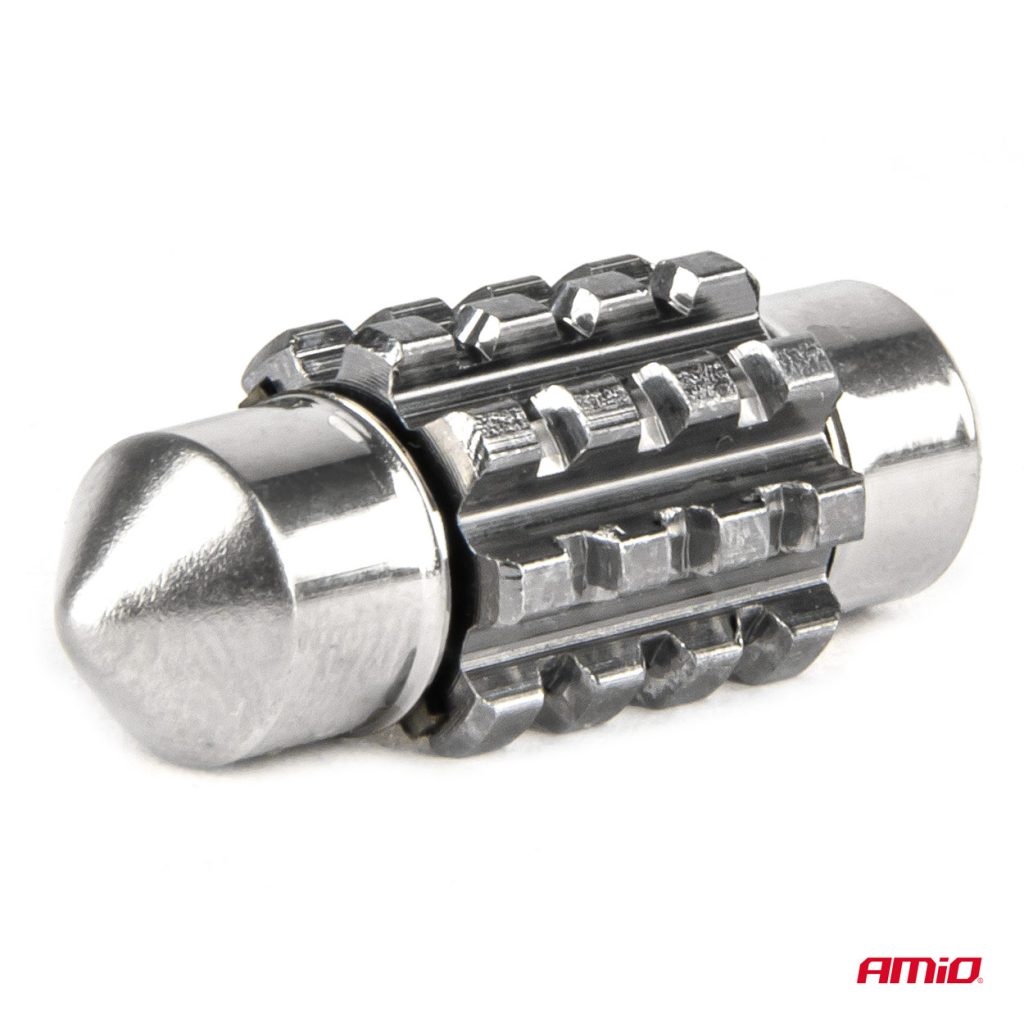 Εικόνα 3 από 5 — Amio – ΛΑΜΠΑΚΙΑ ΠΛΑΦΟΝΙΕΡΑΣ 31mm 12/24V C5W 5500K 12xSMD 3838 CAN-BUS FESTOON (ΛΕΥΚΟ) – 2 ΤΕΜ. (04247/AM)