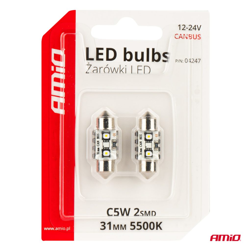 Εικόνα 5 από 5 — Amio – ΛΑΜΠΑΚΙΑ ΠΛΑΦΟΝΙΕΡΑΣ 31mm 12/24V C5W 5500K 12xSMD 3838 CAN-BUS FESTOON (ΛΕΥΚΟ) – 2 ΤΕΜ. (04247/AM)