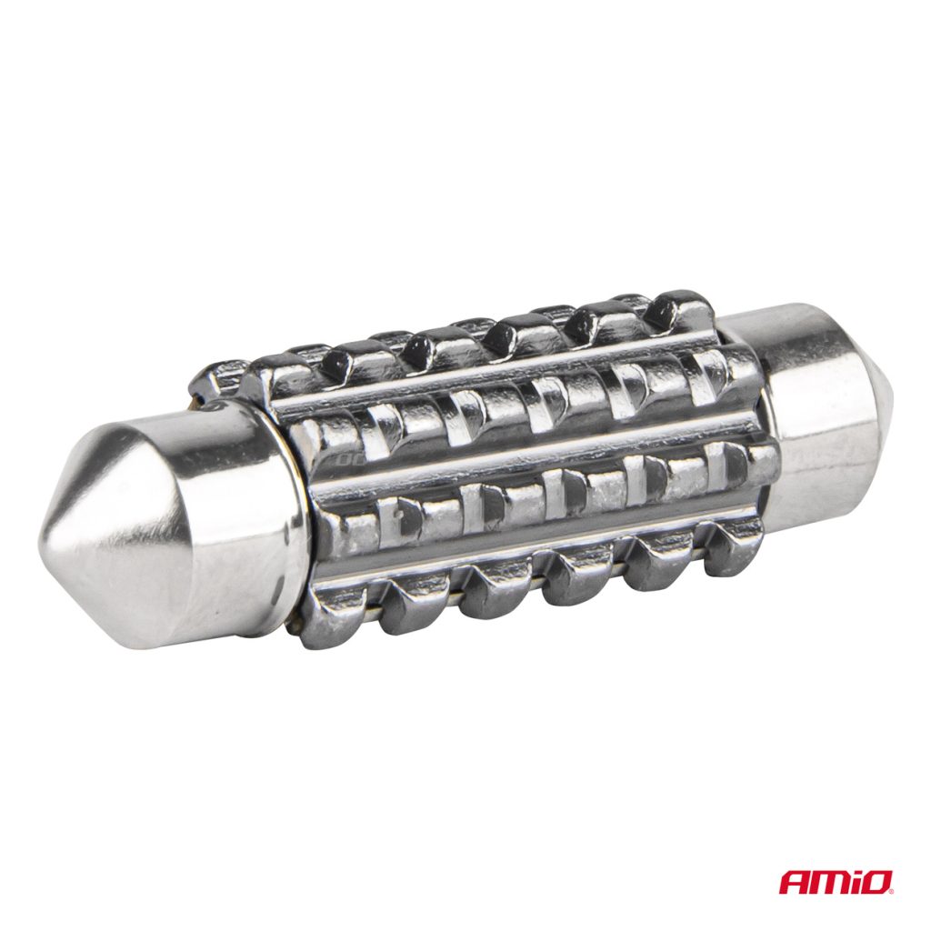 Εικόνα 3 από 5 — Amio – ΛΑΜΠΑΚΙΑ ΠΛΑΦΟΝΙΕΡΑΣ 36mm 12/24V C5W 5500K 12xSMD 3838 CAN-BUS FESTOON (ΛΕΥΚΟ) – 2 ΤΕΜ. (04248/AM)
