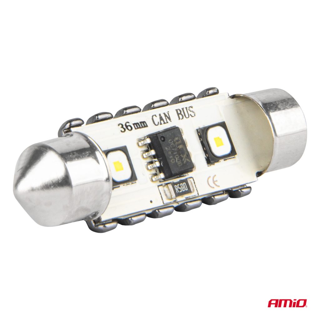 Εικόνα 4 από 5 — Amio – ΛΑΜΠΑΚΙΑ ΠΛΑΦΟΝΙΕΡΑΣ 36mm 12/24V C5W 5500K 12xSMD 3838 CAN-BUS FESTOON (ΛΕΥΚΟ) – 2 ΤΕΜ. (04248/AM)