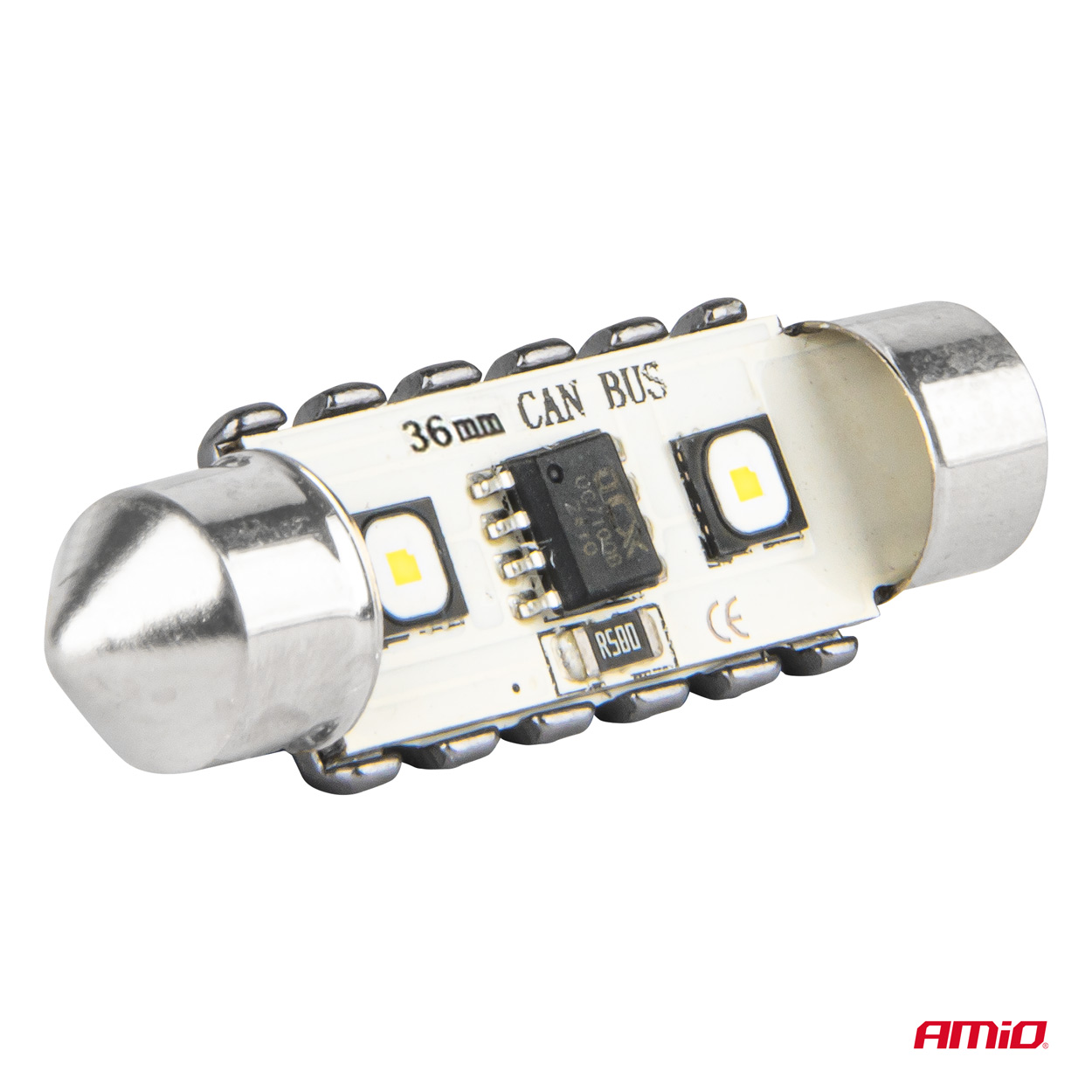Εικόνα 4 από 5 — Amio – ΛΑΜΠΑΚΙΑ ΠΛΑΦΟΝΙΕΡΑΣ 36mm 12/24V C5W 5500K 12xSMD 3838 CAN-BUS FESTOON (ΛΕΥΚΟ) – 2 ΤΕΜ. (04248/AM)