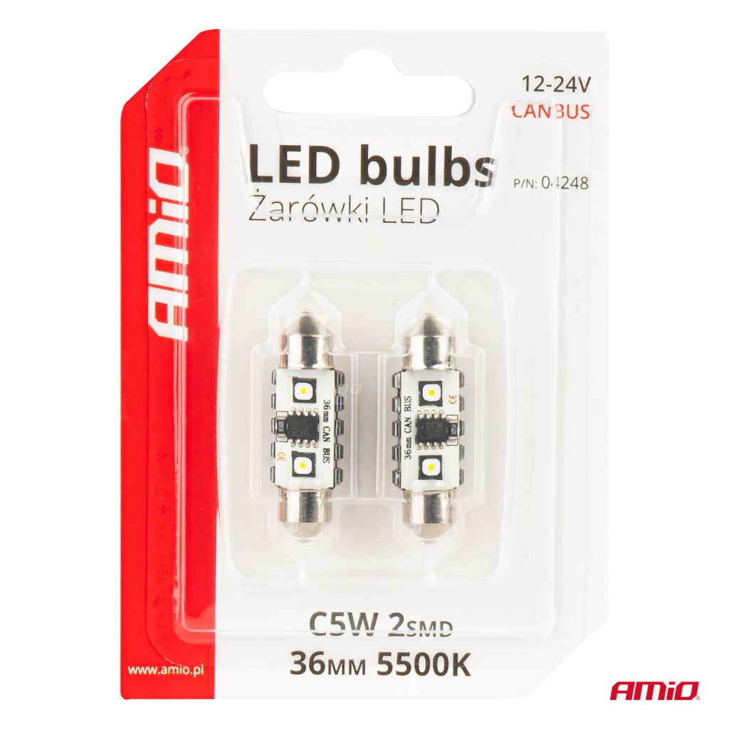 Εικόνα 5 από 5 — Amio – ΛΑΜΠΑΚΙΑ ΠΛΑΦΟΝΙΕΡΑΣ 36mm 12/24V C5W 5500K 12xSMD 3838 CAN-BUS FESTOON (ΛΕΥΚΟ) – 2 ΤΕΜ. (04248/AM)