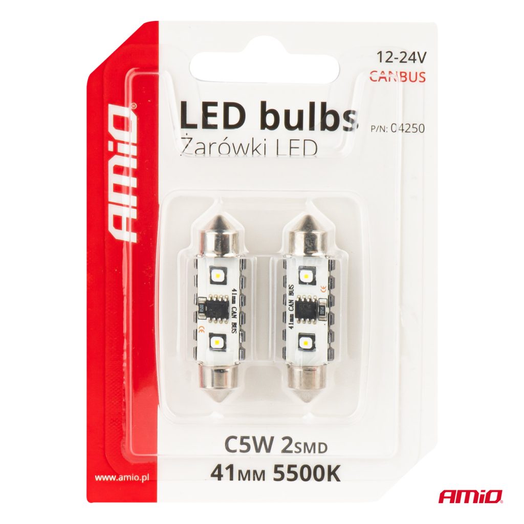 Εικόνα 5 από 5 — Amio – ΛΑΜΠΑΚΙΑ ΠΛΑΦΟΝΙΕΡΑΣ 41mm 12/24V C5W 5500K 12xSMD 3838 CAN-BUS FESTOON (ΛΕΥΚΟ) – 2 ΤΕΜ. (04250/AM)