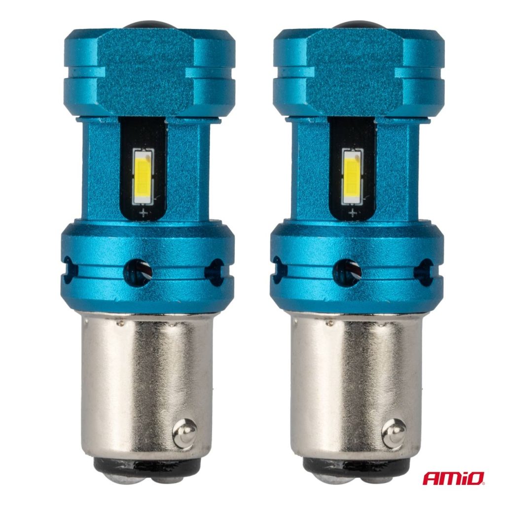 Εικόνα 2 από 5 — Amio – Λάμπες LED Αυτοκινήτου LED CANBUS 1157 BAY15D P21/5W 4SMD 1860 6000K Λευκή – Universal 12V/24V – 2 Τεμ. (04253/AM)