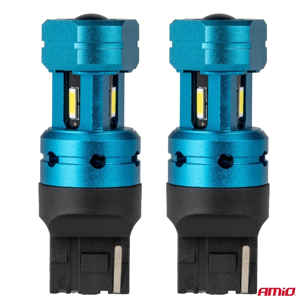 Εικόνα 2 από 5 — Amio – Λάμπες LED CANBUS T20 7440 W21W 4SMD 1860 Λευκή 6000K – 12/24V – 2 Τεμ. (04254/AM)