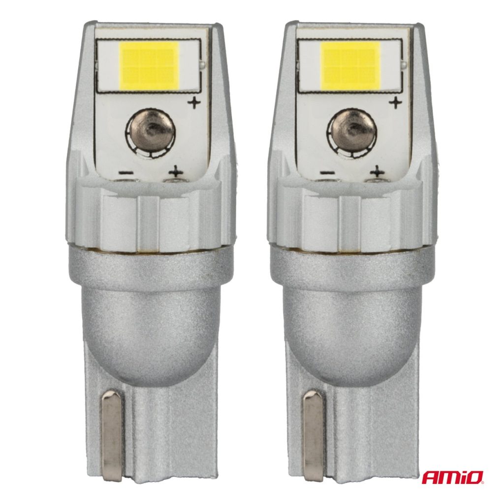 Εικόνα 2 από 5 — Amio – Λάμπες LED CANBUS T10 W5W 2SMD 3570 Λευκή 6000K – 12/24V – 2 Τεμ. (04256/AM)