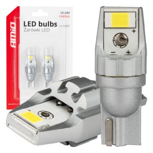 Amio - Λάμπα LED CANBUS T15 (W16W) 2SMD 3570 Λευκή 6000K 12V/24V για Φώτα Όπισθεν & Βοηθητικό Φωτισμό - 2τεμ. (04257/AM)