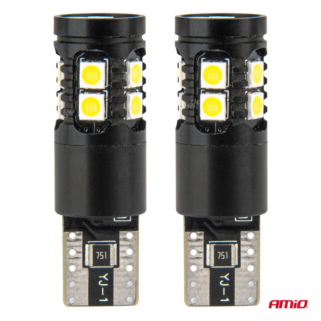 Εικόνα 2 από 5 — Amio – ΛΑΜΠΑΚΙΑ T10 W5W 12V/24V LED CAN-BUS 13xSMD 3030 ΛΕΥΚΟ 5500K – 2 ΤΕΜ. (04259/AM)