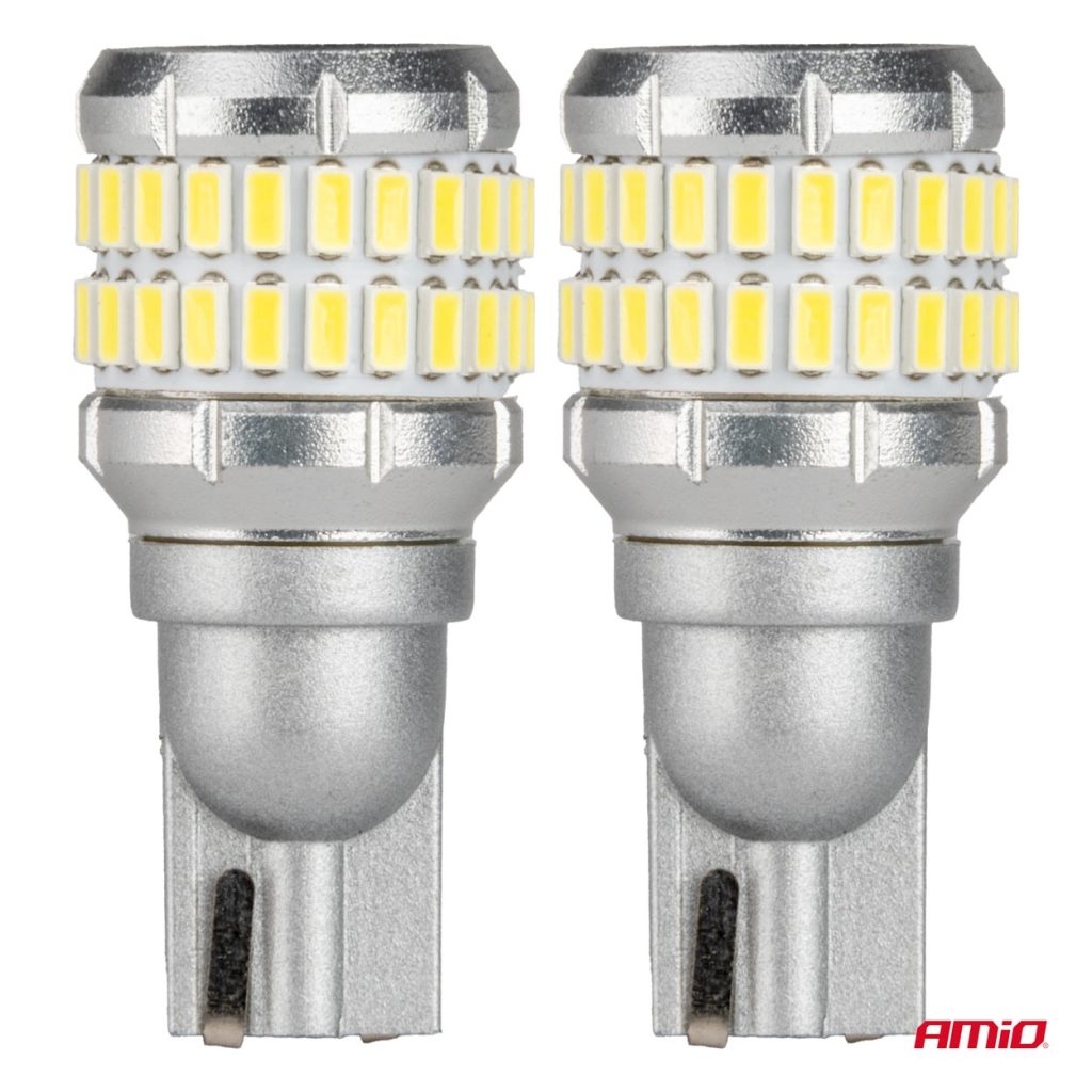 Εικόνα 2 από 5 — Amio – Λάμπα LED CANBUS T15 (W16W) 48SMD 3014 + 4SMD 3030 Λευκή 6000K 12V/24V για Φώτα Όπισθεν & Βοηθητικό Φωτισμό – 2τεμ. (04261/AM)