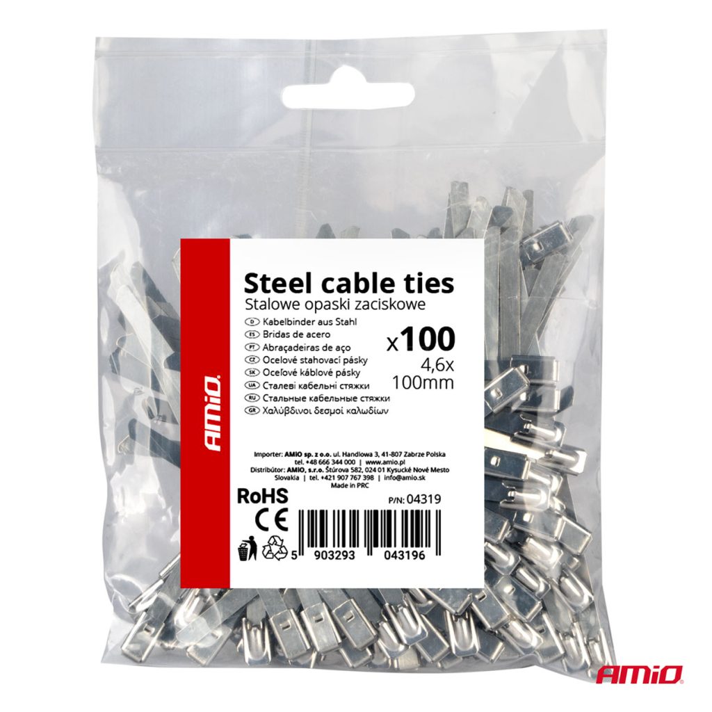 Εικόνα 4 από 4 — Amio – ΔΕΜΑΤΙΚΑ/ΔΕΤΙΚΑ ΚΑΛΩΔΙΩΝ TIE WRAP (ΤΑΙΡΑΠ) ΜΕΤΑΛΛΙΚΑ 4,6 x 100mm – 100 ΤΕΜ. (04319/AM)