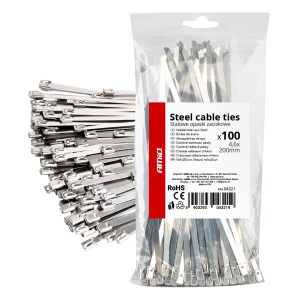 Amio - ΔΕΜΑΤΙΚΑ/ΔΕΤΙΚΑ ΚΑΛΩΔΙΩΝ TIE WRAP (ΤΑΙΡΑΠ) ΜΕΤΑΛΛΙΚΑ 4,6 x 200mm - 100 ΤΕΜ. (04321/AM)