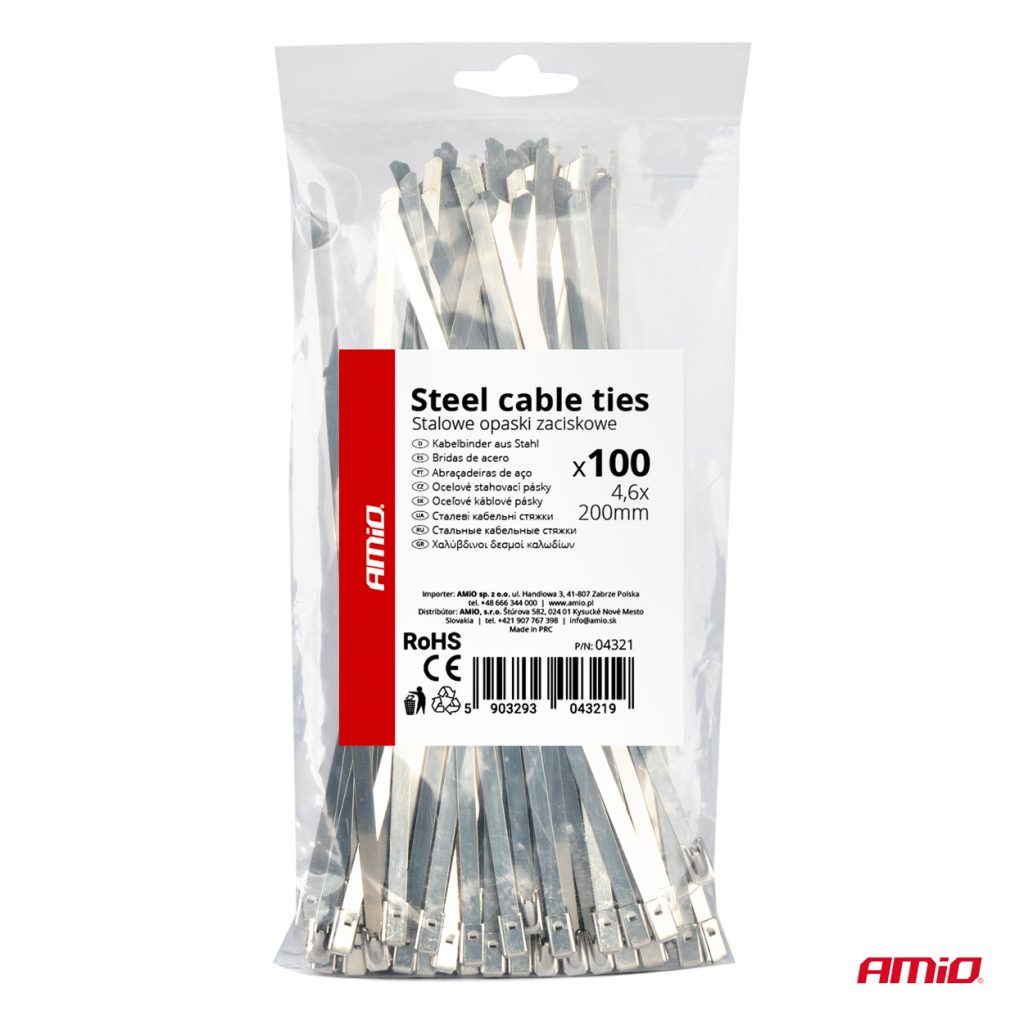 Εικόνα 4 από 4 — Amio – ΔΕΜΑΤΙΚΑ/ΔΕΤΙΚΑ ΚΑΛΩΔΙΩΝ TIE WRAP (ΤΑΙΡΑΠ) ΜΕΤΑΛΛΙΚΑ 4,6 x 200mm – 100 ΤΕΜ. (04321/AM)