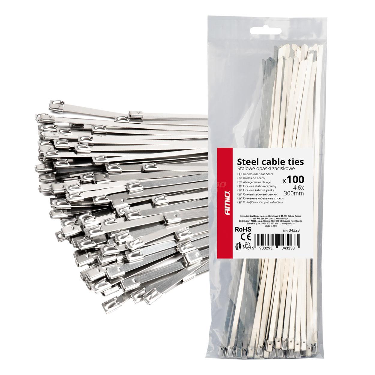 Εικόνα 1 από 1 — Amio – ΔΕΜΑΤΙΚΑ/ΔΕΤΙΚΑ ΚΑΛΩΔΙΩΝ TIE WRAP (ΤΑΙΡΑΠ) ΜΕΤΑΛΛΙΚΑ 4,6 x 300mm – 100 ΤΕΜ. (04323/AM)