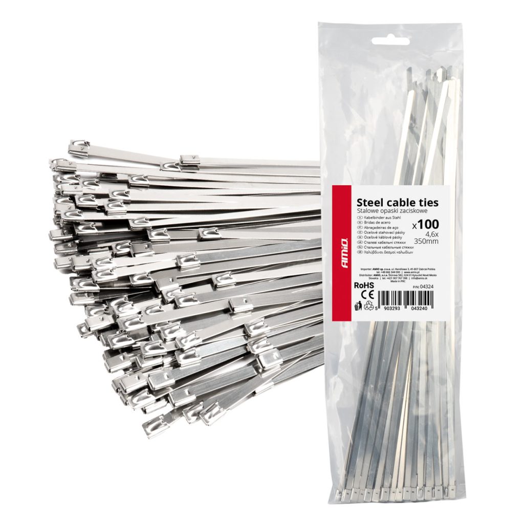 Εικόνα 1 από 1 — Amio – ΔΕΜΑΤΙΚΑ/ΔΕΤΙΚΑ ΚΑΛΩΔΙΩΝ TIE WRAP (ΤΑΙΡΑΠ) ΜΕΤΑΛΛΙΚΑ 4,6 x 350mm – 100 ΤΕΜ. (04324/AM)