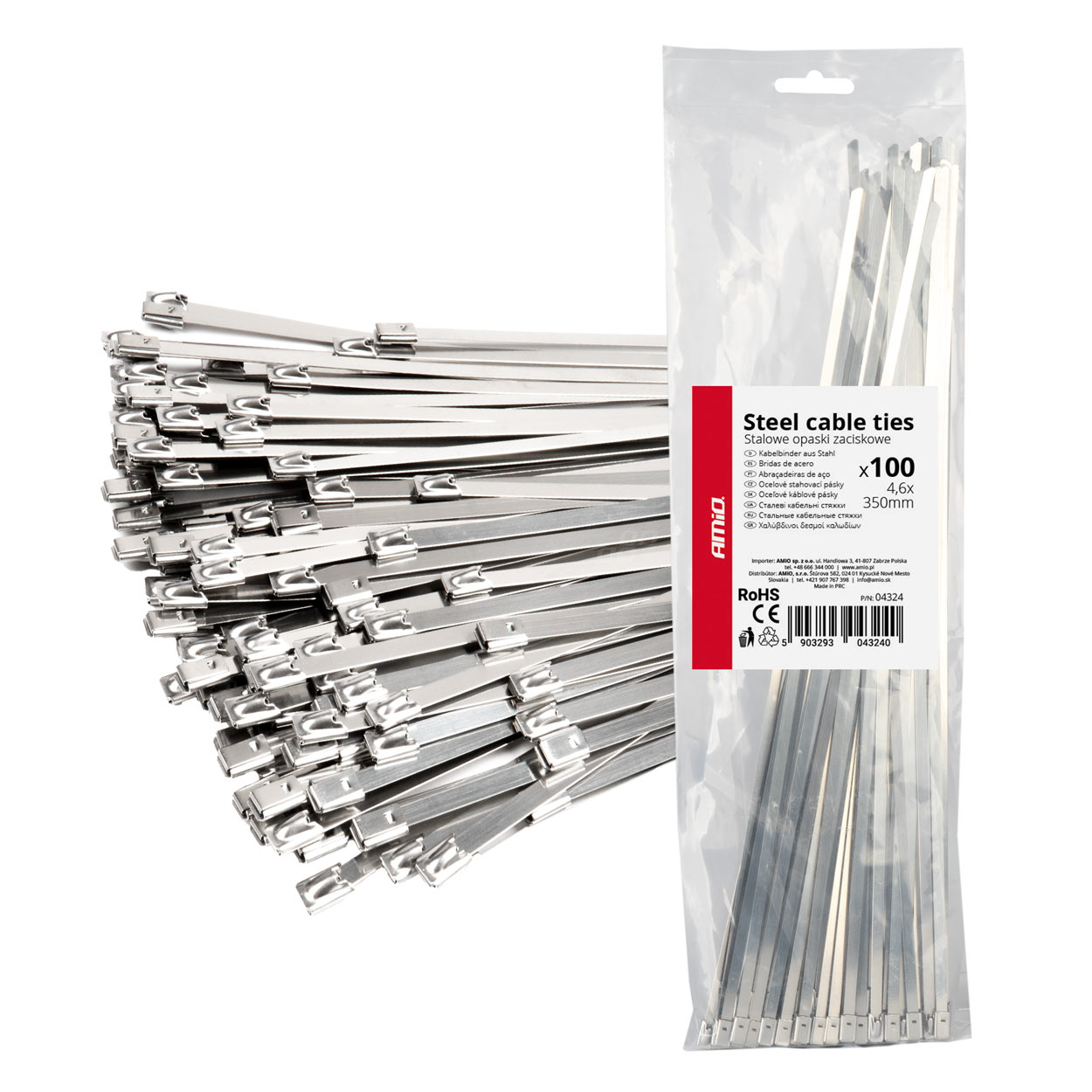Εικόνα 1 από 1 — Amio – ΔΕΜΑΤΙΚΑ/ΔΕΤΙΚΑ ΚΑΛΩΔΙΩΝ TIE WRAP (ΤΑΙΡΑΠ) ΜΕΤΑΛΛΙΚΑ 4,6 x 350mm – 100 ΤΕΜ. (04324/AM)