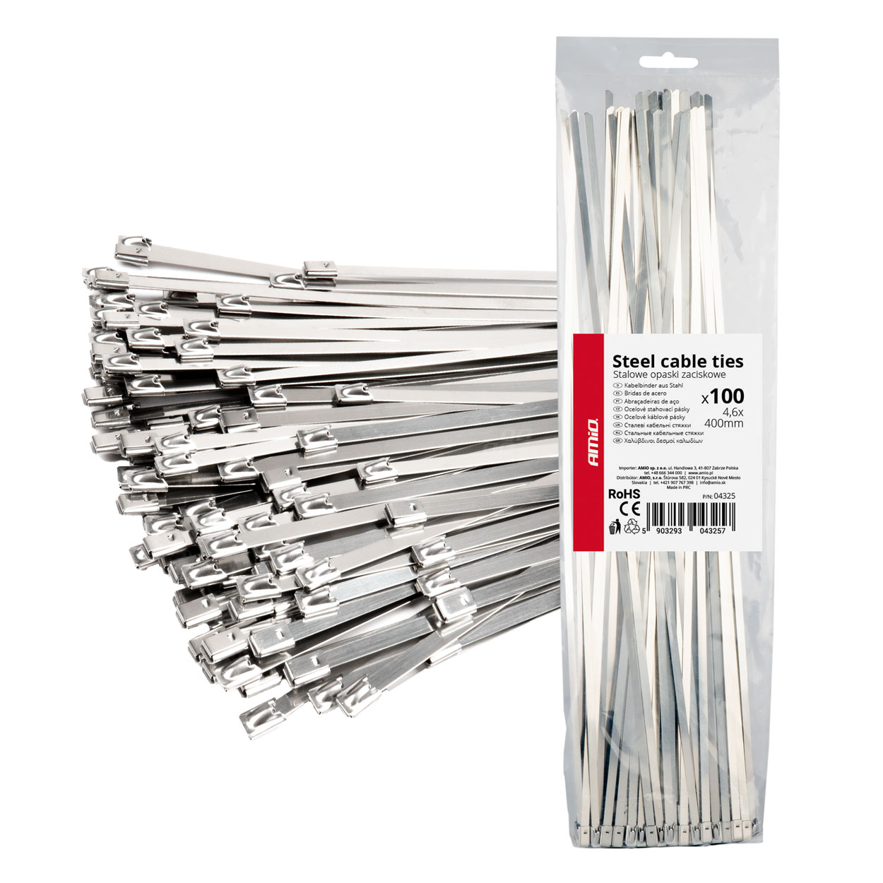 Εικόνα 1 από 4 — Amio – ΔΕΜΑΤΙΚΑ/ΔΕΤΙΚΑ ΚΑΛΩΔΙΩΝ TIE WRAP (ΤΑΙΡΑΠ) ΜΕΤΑΛΛΙΚΑ 4,6 x 400mm – 100 ΤΕΜ. (04325/AM)