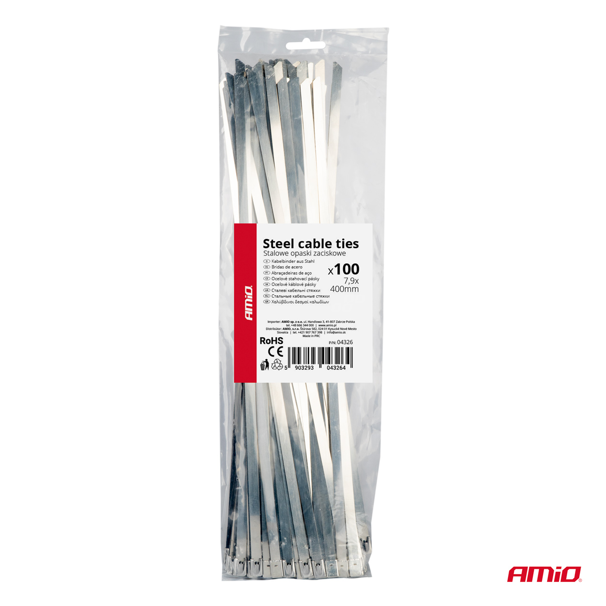 Εικόνα 4 από 4 — Amio – ΔΕΜΑΤΙΚΑ/ΔΕΤΙΚΑ ΚΑΛΩΔΙΩΝ TIE WRAP (ΤΑΙΡΑΠ) ΜΕΤΑΛΛΙΚΑ 7,9 x 400mm – 100 ΤΕΜ. (04326/AM)