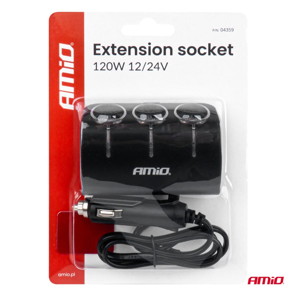Εικόνα 6 από 6 — Amio – ΑΝΤΑΠΤΟΡΑΣ ΑΝΑΠΤΗΡΑ 12/24V 120W ΜΑΥΡΟΣ/3 ΘΕΣΕΙΣ/ΚΑΛΩΔΙΟ 80cm – 1 Τεμ. (04359/AM)