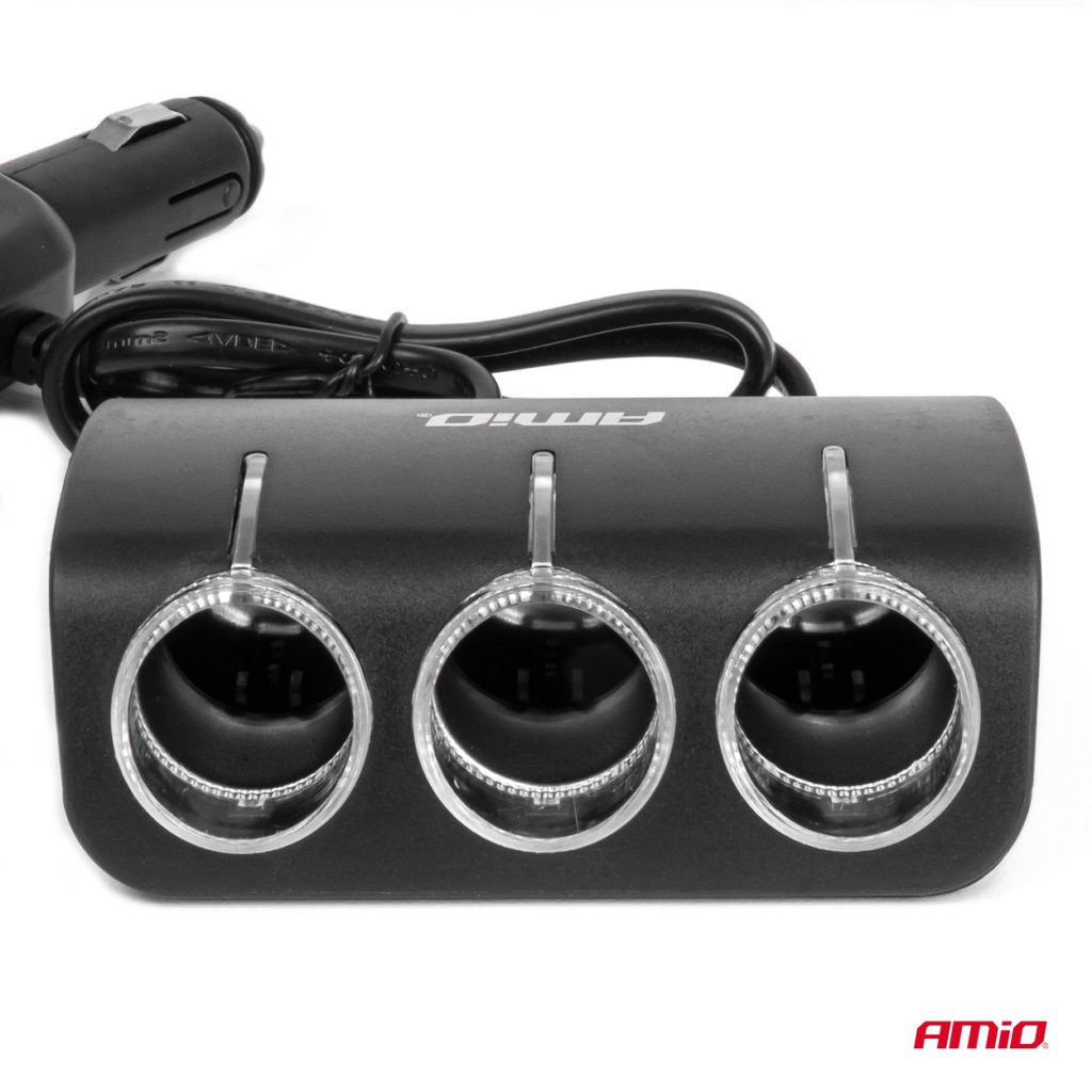 Εικόνα 4 από 5 — Amio – ΑΝΤΑΠΤΟΡΑΣ ΑΝΑΠΤΗΡΑ 12/24V 120W ΜΑΥΡΟΣ/3 ΘΕΣΕΙΣ/1xUSB-A/ΜΕ ΥΠΟΔΟΧΗ ΑΝΑΠΤΗΡΑ ΑΥΤΟΚΙΝΗΤΟΥ/ΚΑΛΩΔΙΟ 80cm – 1 Τεμ. (04360/AM)