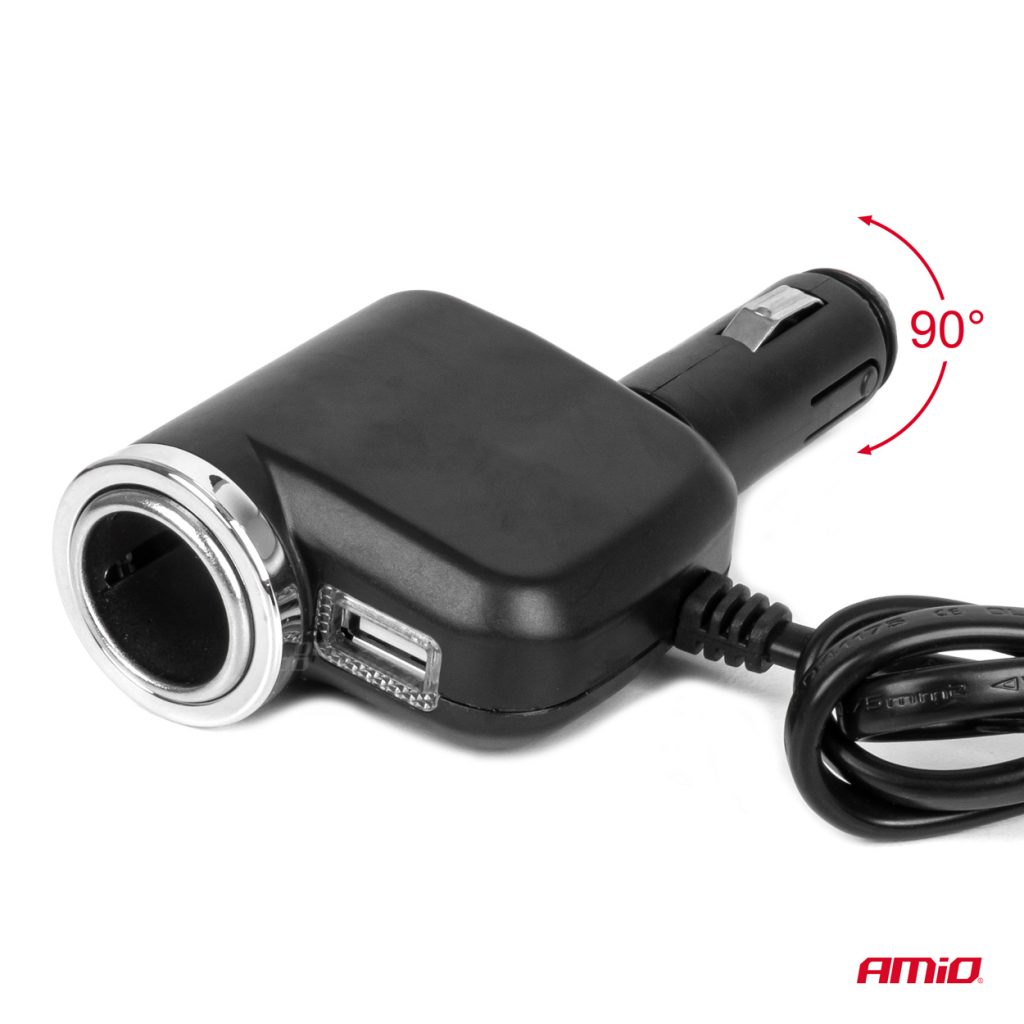 Εικόνα 5 από 5 — Amio – ΑΝΤΑΠΤΟΡΑΣ ΑΝΑΠΤΗΡΑ 12/24V 120W ΜΑΥΡΟΣ/3 ΘΕΣΕΙΣ/1xUSB-A/ΜΕ ΥΠΟΔΟΧΗ ΑΝΑΠΤΗΡΑ ΑΥΤΟΚΙΝΗΤΟΥ/ΚΑΛΩΔΙΟ 80cm – 1 Τεμ. (04360/AM)