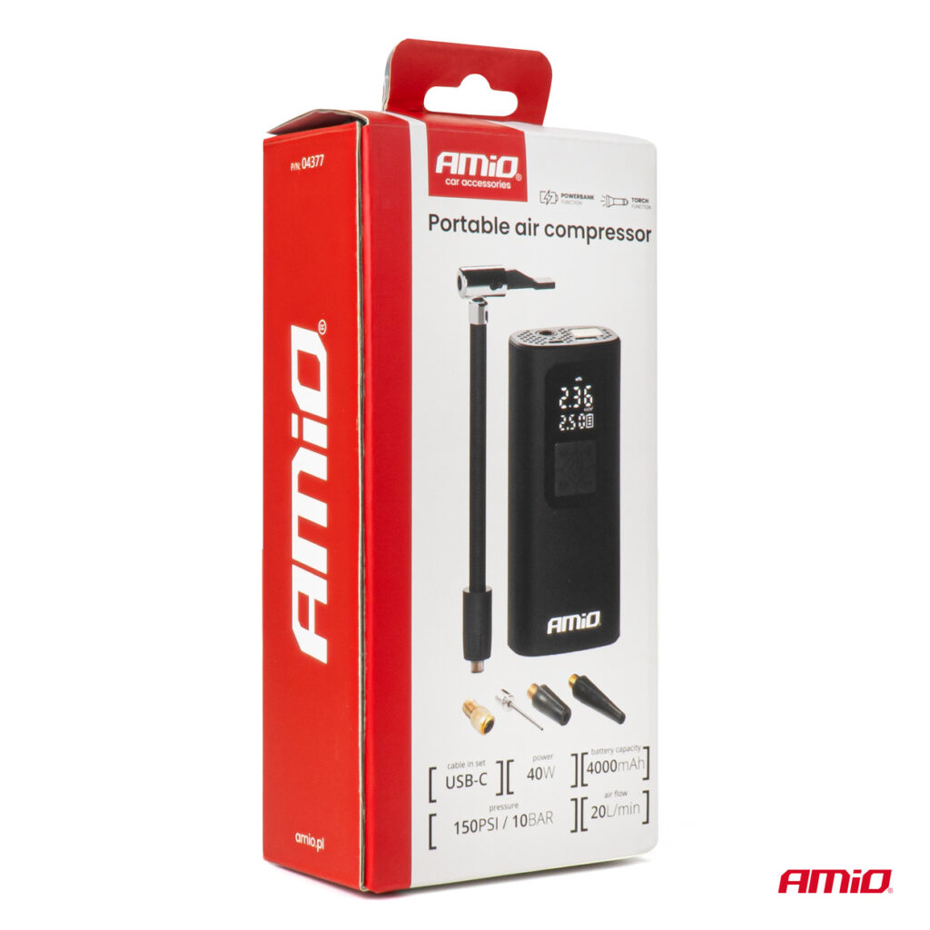 Εικόνα 13 από 13 — Amio – ΚΟΜΠΡΕΣΕΡ ΑΕΡΑ ΜΕ USB-C 10BAR 150PSI 20L/MIN 40W ΜΕ ΨΗΦΙΑΚΗ ΟΘΟΝΗ & ΦΑΚΟ LED 1ΤΕΜ. (04377/AM)