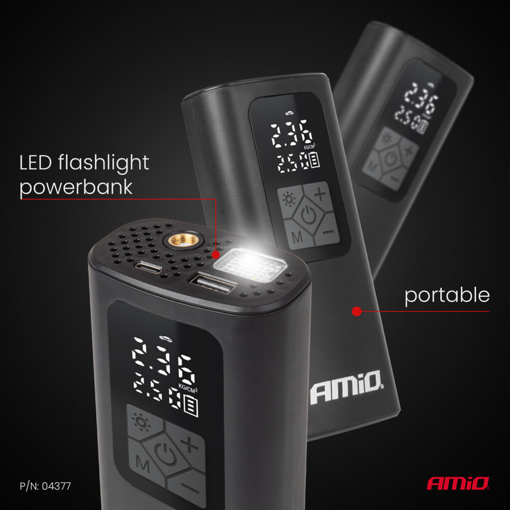 Εικόνα 2 από 13 — Amio – ΚΟΜΠΡΕΣΕΡ ΑΕΡΑ ΜΕ USB-C 10BAR 150PSI 20L/MIN 40W ΜΕ ΨΗΦΙΑΚΗ ΟΘΟΝΗ & ΦΑΚΟ LED 1ΤΕΜ. (04377/AM)