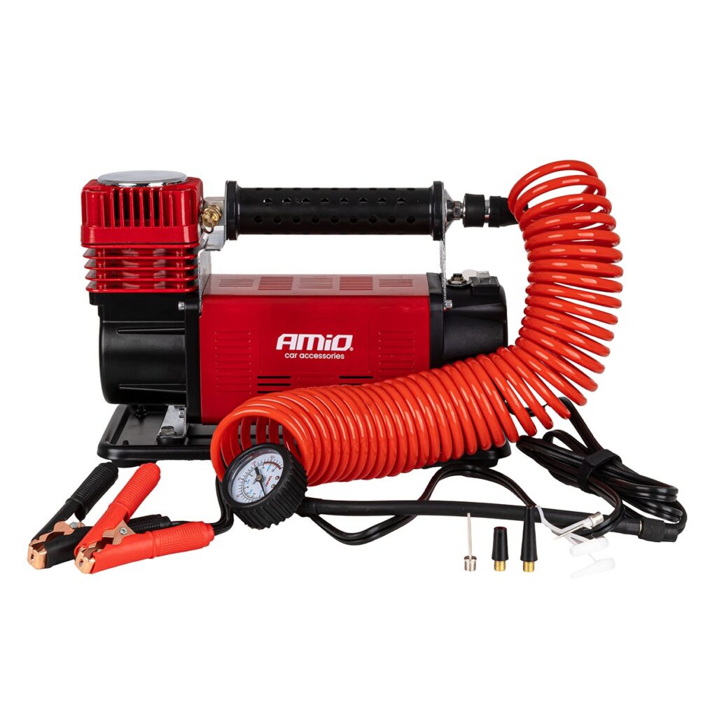 Εικόνα 1 από 11 — Amio – Κομπρεσέρ Αέρα Αυτοκινήτου Heavy Duty ACOMP-24 12V 600W 160l/min έως 10bar με Βαλίτσα & Ακροφύσια για Γρήγορο Φούσκωμα – 1 Τεμ. (04398/AM)