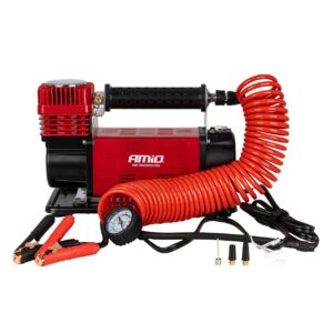 Amio – Κομπρεσέρ Αέρα Αυτοκινήτου Heavy Duty ACOMP-24 12V 600W 160l/min έως 10bar με Βαλίτσα & Ακροφύσια για Γρήγορο Φούσκωμα – 1 Τεμ. (04398/AM)