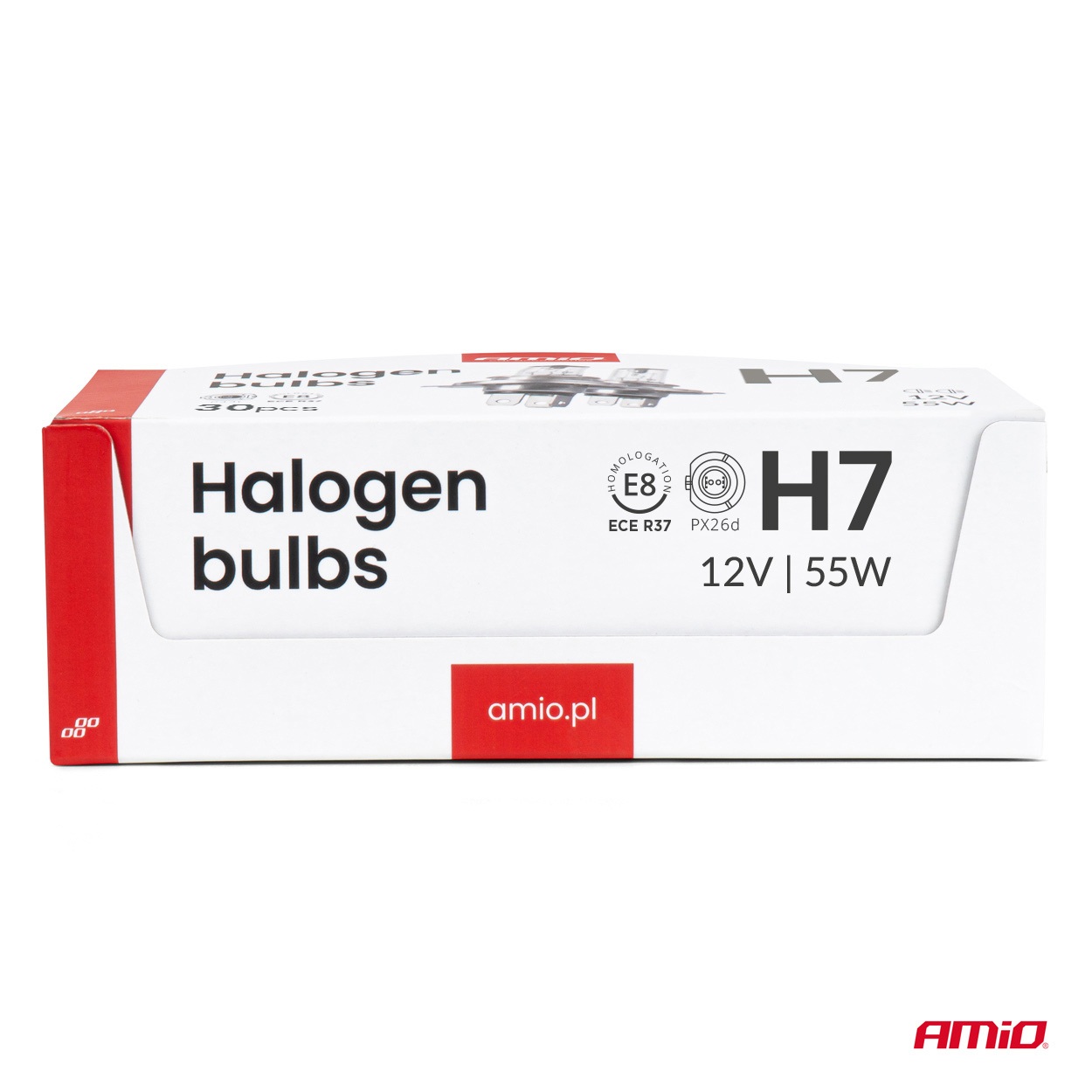 Εικόνα 3 από 3 — Amio Σετ Λαμπτήρων Αλογόνου H7 12V 55W με UV φίλτρο (E8) – 30 τεμ. (04399/AM)