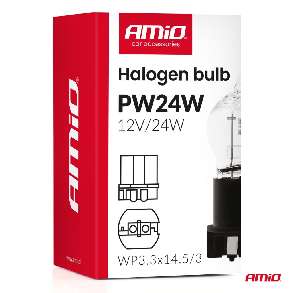 Εικόνα 3 από 3 — Amio – Λάμπα Αλογόνου PW24W 12V 24W Βάση WP3.3×14.5-3 για Φώτα Ημέρας (DRL) & Θέσης  – 1 τεμ.(04409/AM)