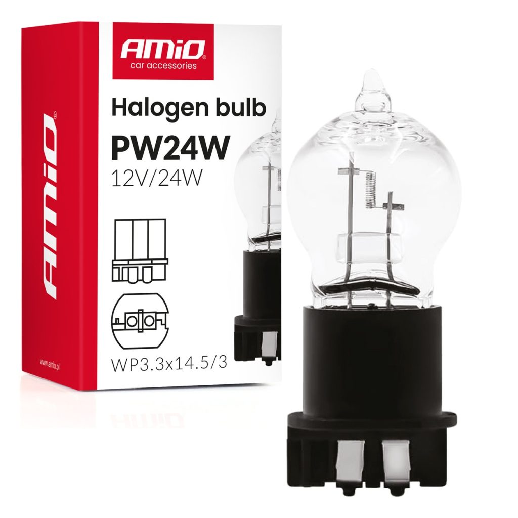 Εικόνα 1 από 3 — Amio – Λάμπα Αλογόνου PW24W 12V 24W Βάση WP3.3×14.5-3 για Φώτα Ημέρας (DRL) & Θέσης  – 1 τεμ.(04409/AM)