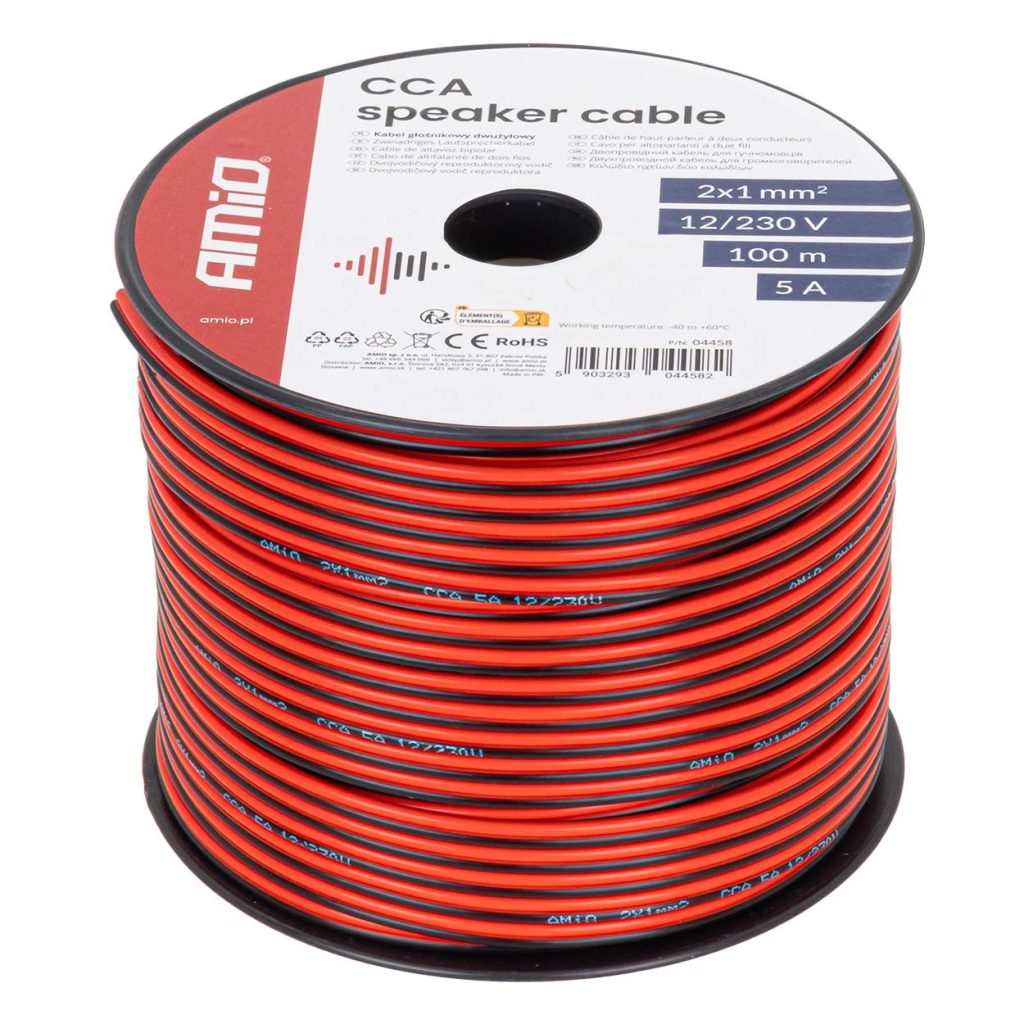 Εικόνα 1 από 5 — Amio – Δίδυμο Καλώδιο Ηχείων CCA 2×1mm² 100m – 1 τεμ. (04458/AM)