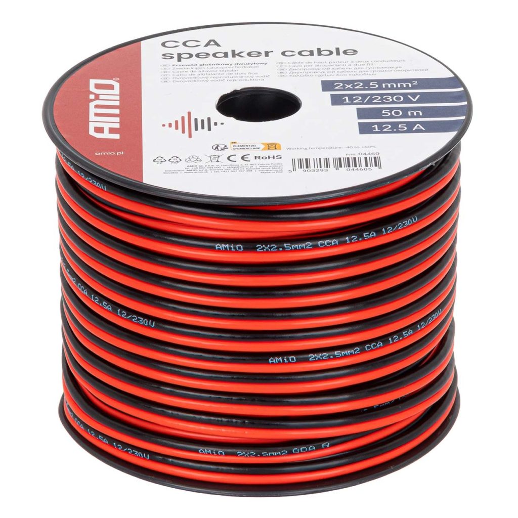 Εικόνα 1 από 5 — Amio – Δίδυμο Καλώδιο CCA 2×2,5mm² 50m – 1 τεμ. (04460/AM)