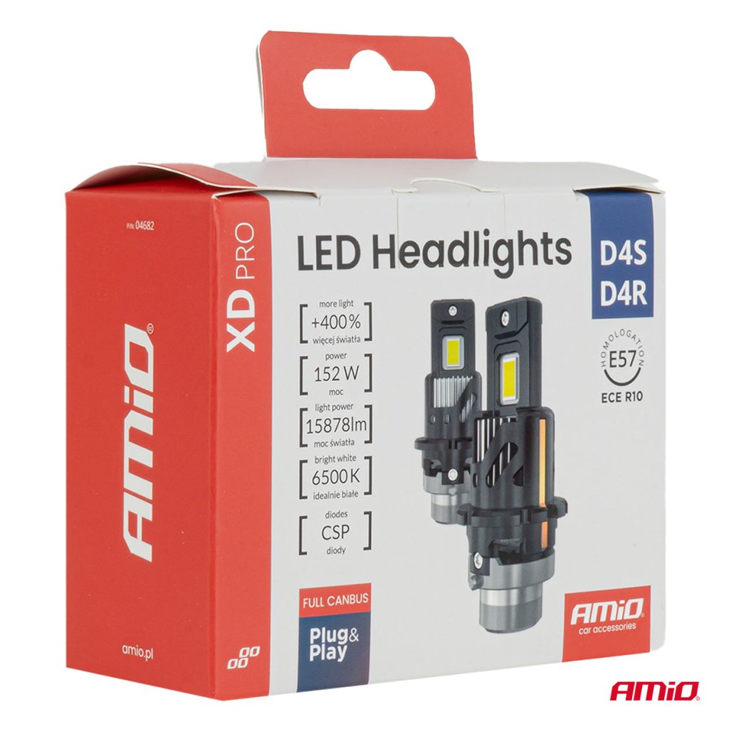 Εικόνα 5 από 5 — AMiO – Λάμπες LED XD PRO Series D4S/D4R 12V 152W 15.878lm 6.000K Full Can-Bus Plug&Play με Ψύκτρα – 2 Τεμ. (04682/AM)