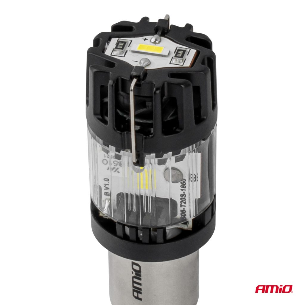 Εικόνα 3 από 5 — Amio – Λαμπτήρες LED τύπου P21W βάση BA15s τάση λειτουργίας 12V απόδοσης 66W (4800lm) LumiTec Series FULL CANBUS Μονοπολικό CSP 6500K Plug & Play για Επιβατικά Αυτοκίνητα – 2 τεμ. (04688/AM)