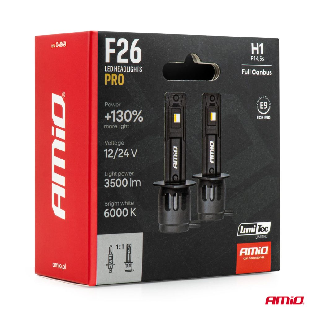 Εικόνα 7 από 7 — AMiO – Λάμπες LED F26 Pro Series H1 12/24V 68W 2900-3550lm 6.000K Full Can-Bus Plug&Play – 2 Τεμ. (04869/AM)
