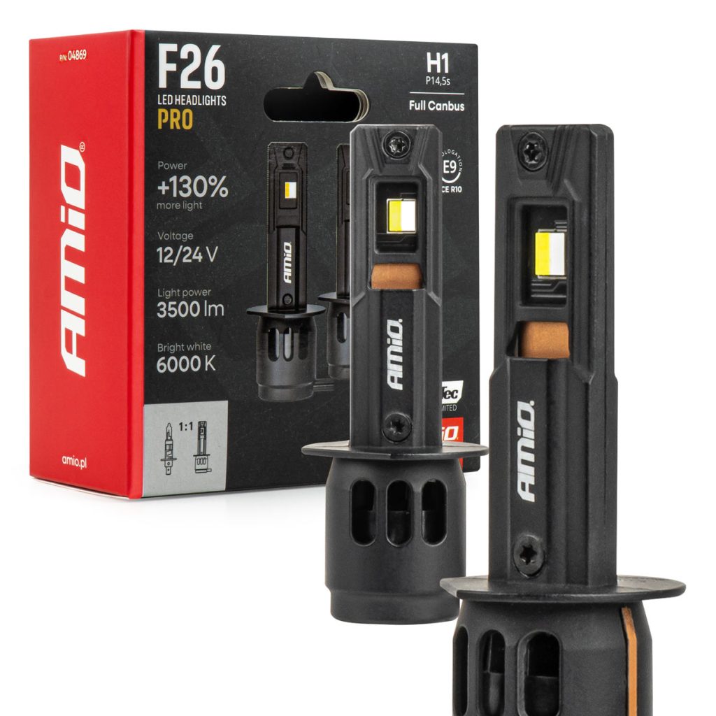 Εικόνα 1 από 7 — AMiO – Λάμπες LED F26 Pro Series H1 12/24V 68W 2900-3550lm 6.000K Full Can-Bus Plug&Play – 2 Τεμ. (04869/AM)