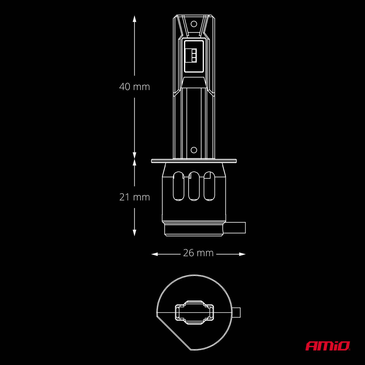 Εικόνα 5 από 7 — AMiO – Λάμπες LED F26 Pro Series H1 12/24V 68W 2900-3550lm 6.000K Full Can-Bus Plug&Play – 2 Τεμ. (04869/AM)